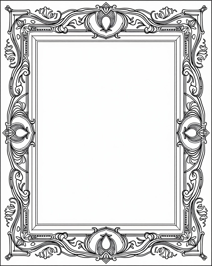 Art Nouveau Floral Swirl Frame Design Rug
