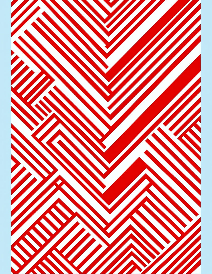 Bold Red White Geometric Stripes Rug