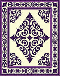 Elegant Purple Floral Scroll Frame Rug
