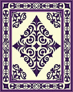 Elegant Purple Floral Scroll Frame Rug
