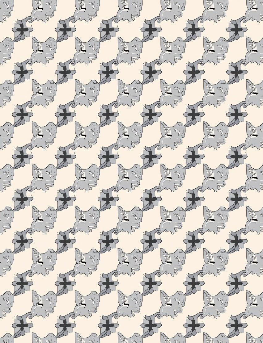 Whimsical Grey Creature Pattern Design Rug