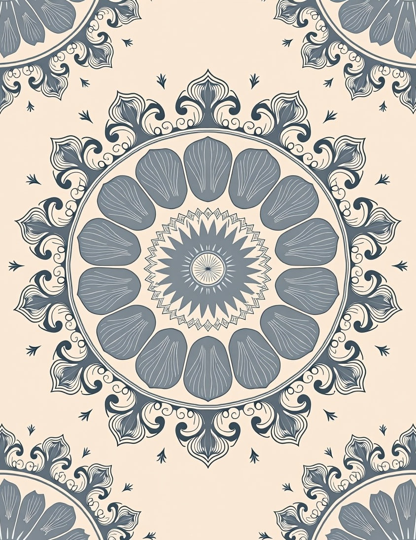 Ornate Floral Mandala Pattern Rug