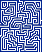 Bold Blue White Maze Pattern Rug