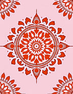 Red Mandala Burst Pattern Rug