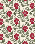 Crimson Flower Leaf Pattern Rug