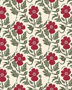 Crimson Flower Leaf Pattern Rug