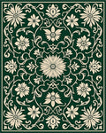 Elegant Cream Floral Vines Pattern Rug