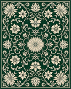 Elegant Cream Floral Vines Pattern Rug
