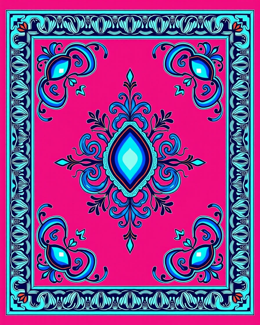 Vivid Jewel Tone Floral Medallion Rug