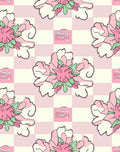 Pink Floral Checkerboard Whimsical Design Rug
