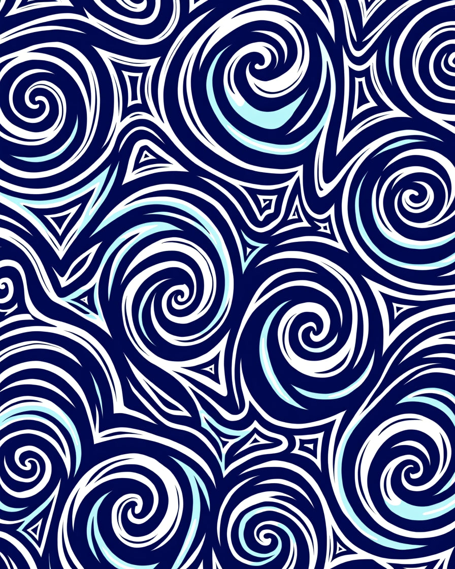 Deep Blue Swirls Abstract Pattern Rug