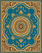 Ornate Teal Gold Mandala Rug