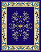 Ornate Floral Medallion Border Rug