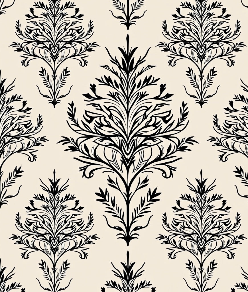Damask Floral Vines Pattern Rug