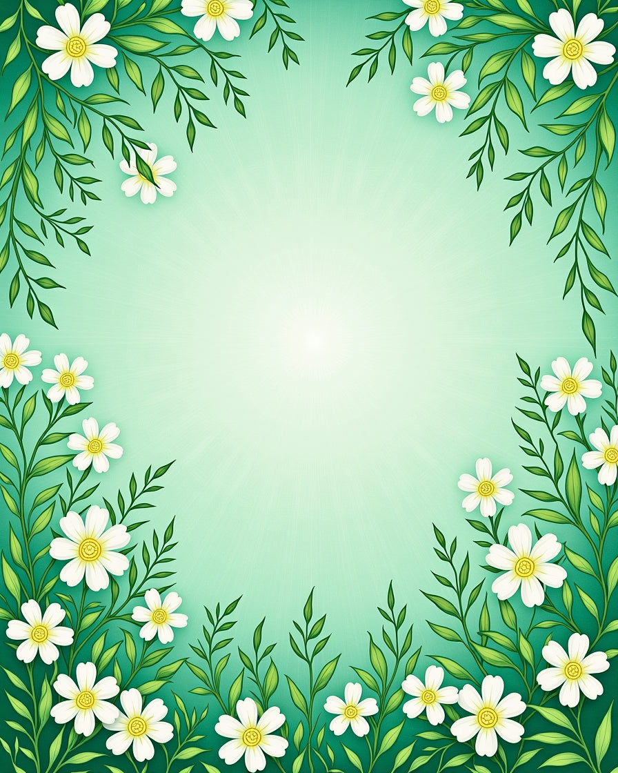 Spring Floral Vines With White Flowers Rug