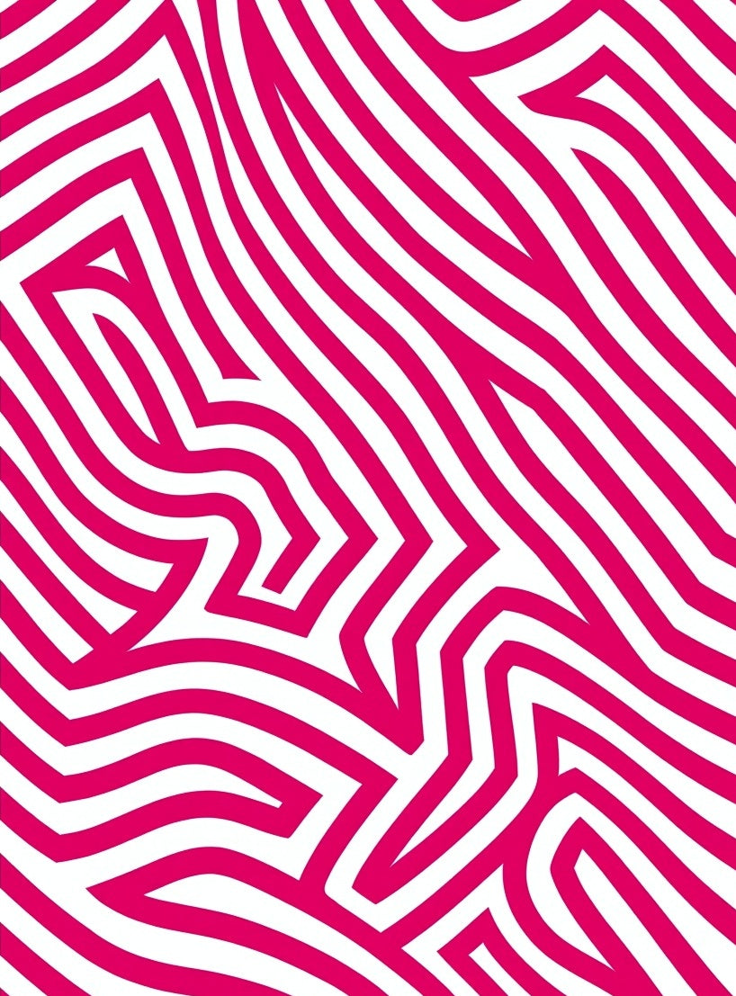 Bold Pink White Abstract Line Design Rug