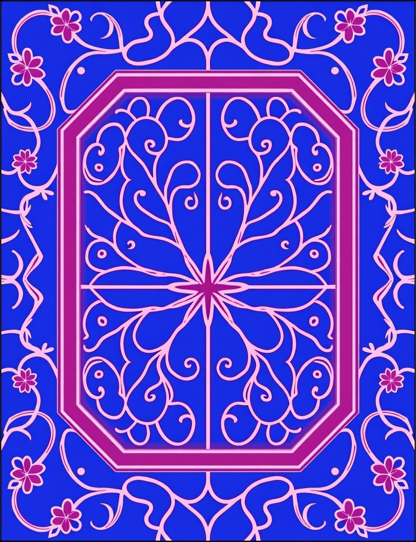 Ornate Floral Vine Medallion Design Rug