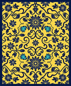 Yellow Floral Vine Intricate Pattern Rug