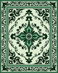 Classic Floral Scrollwork Green Rug