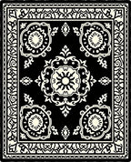 Classic Black Cream Floral Medallion Rug