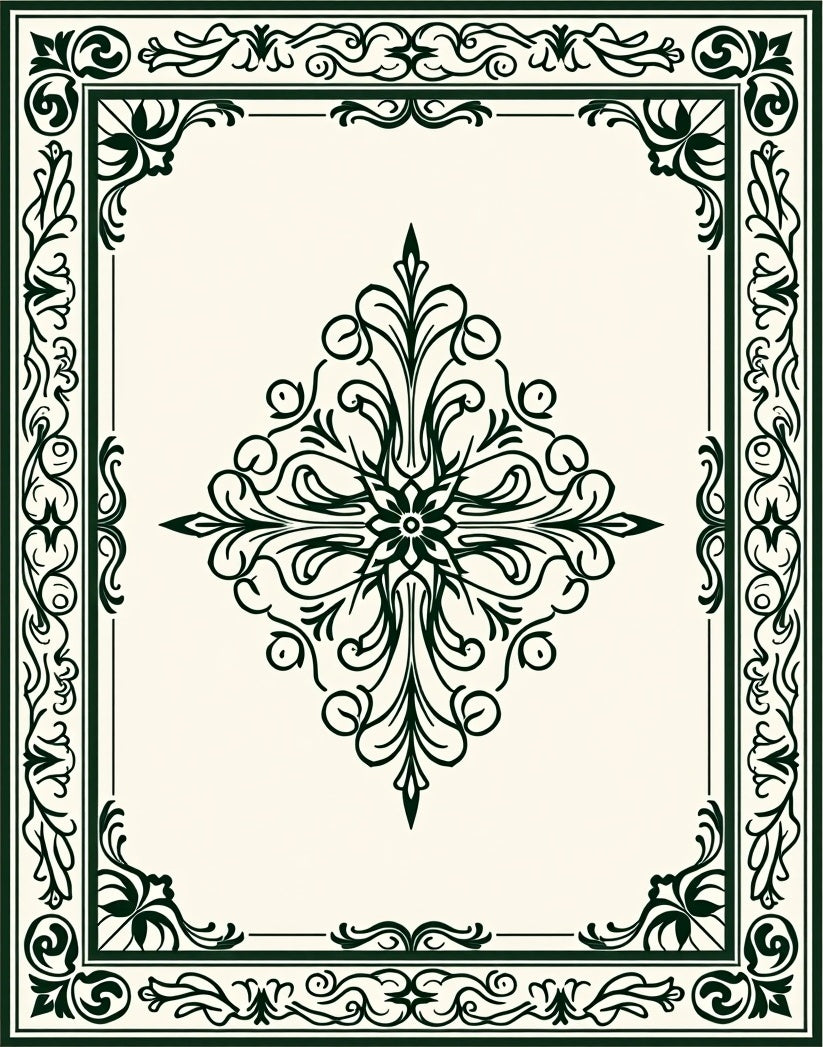 Ornamental Green Vintage Floral Pattern Rug