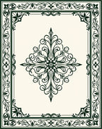 Ornamental Green Vintage Floral Pattern Rug