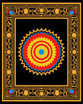Bold Sunburst With Ornate Border Rug