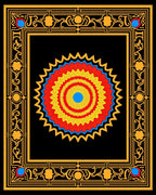 Bold Sunburst With Ornate Border Rug