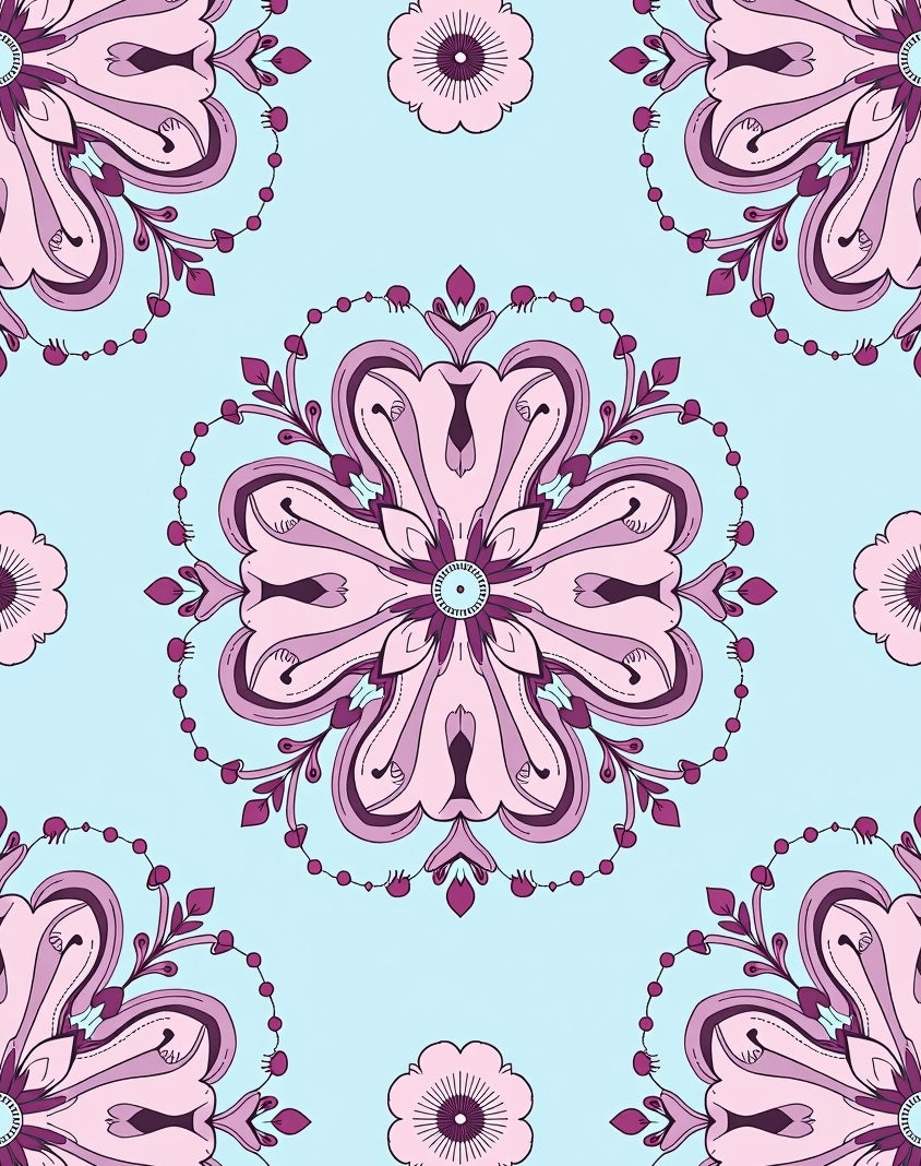 Ornate Floral Mandala Pattern Rug