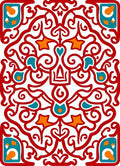 Red Teal Orange Flourish Pattern Rug