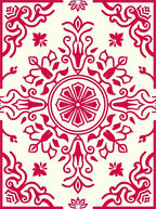 Vibrant Red Floral Symmetry Design Rug