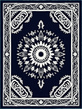 Dark Blue Ornamental Starburst Traditional Rug