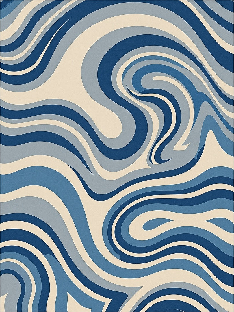 Blue Swirling Abstract Pattern Rug