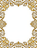 Elegant Gold Scrollwork Frame Motif Rug
