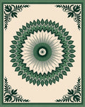 Green Symmetrical Floral Mandala Design Rug