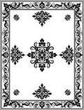 Intricate Black Floral Scroll Pattern Rug