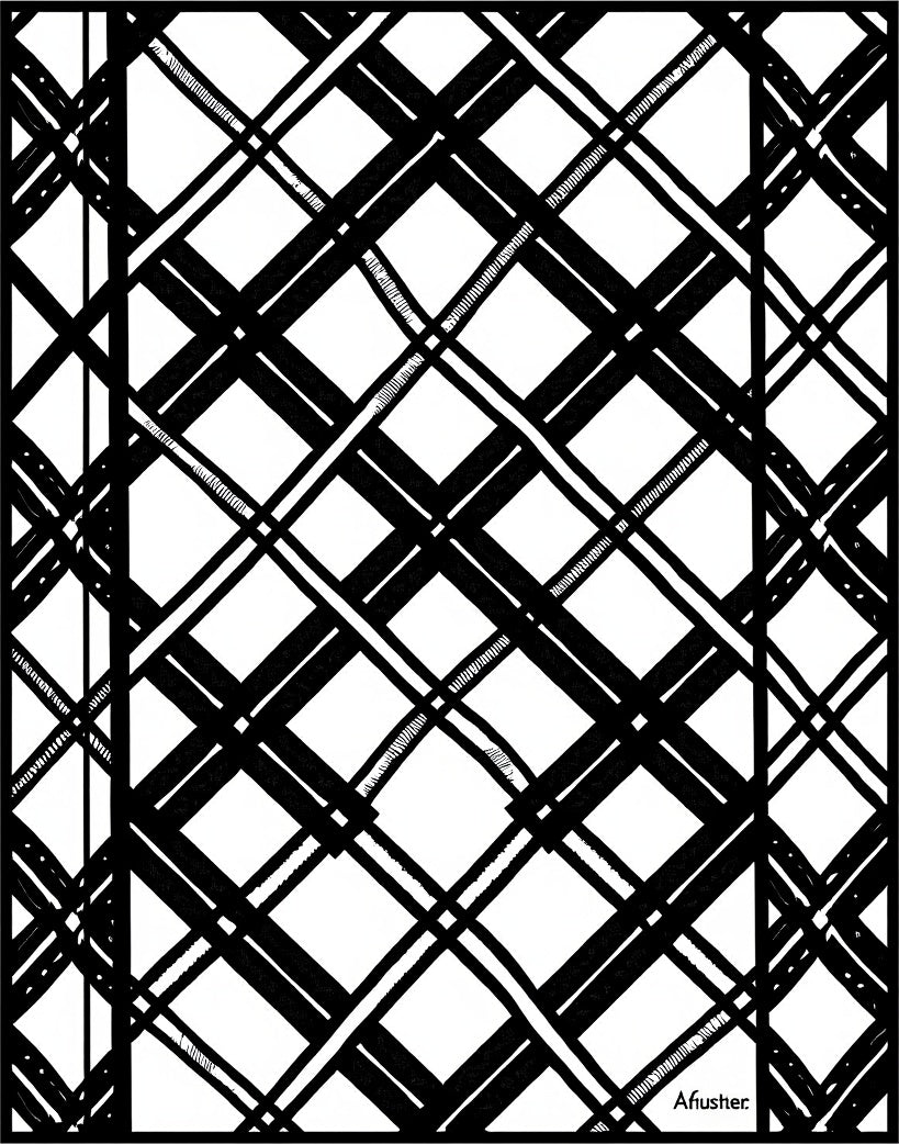 Monochrome Intersecting Lines Pattern Rug