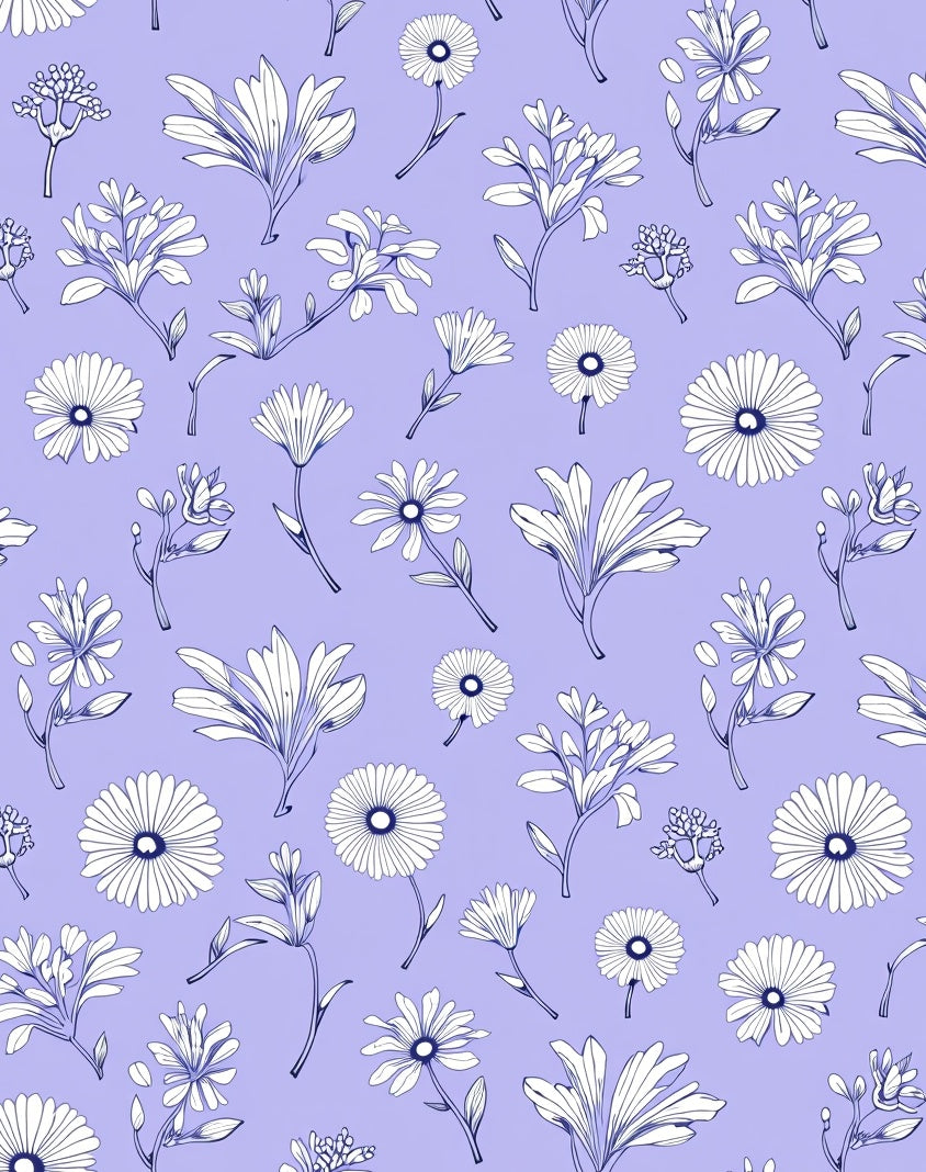 Delicate Floral Outline Pattern Rug