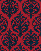 Classic Red and Blue Damask Design Rug