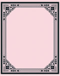 Elegant Black Pink Floral Border Design Rug