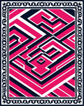 Bold Pink White Geometric Maze Rug