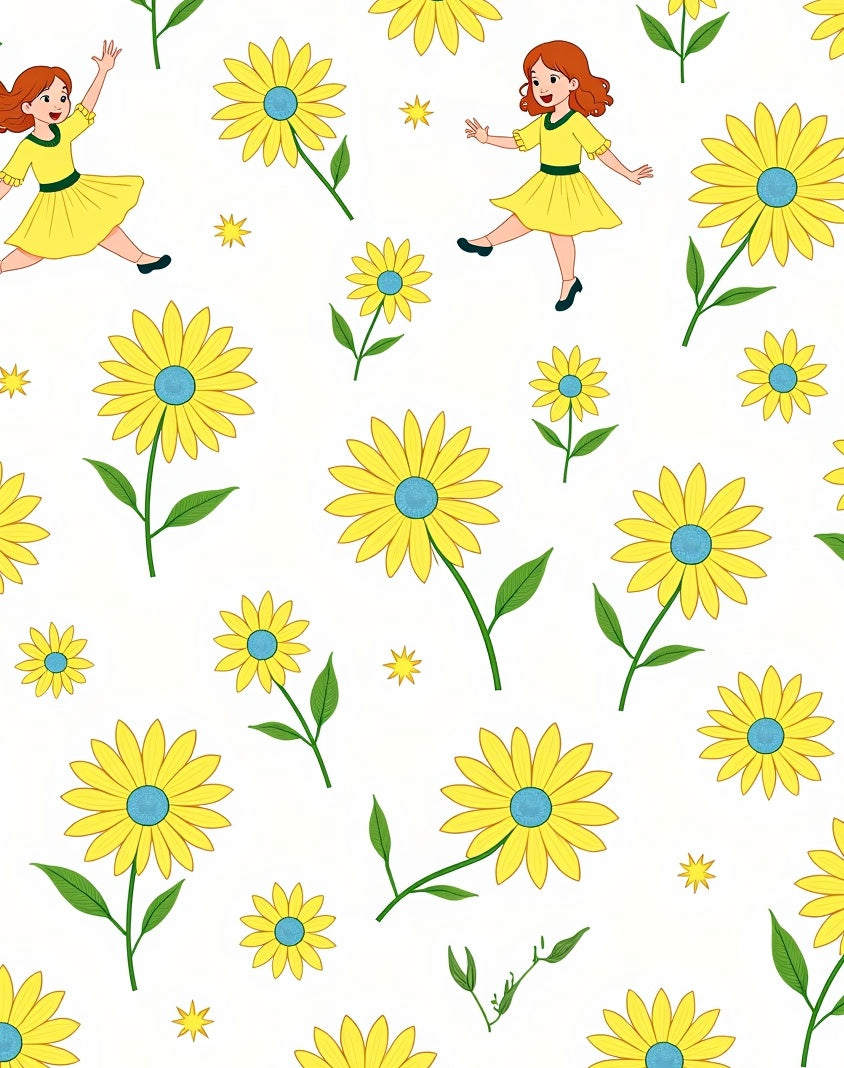 Whimsical Daisy Girls Sunshine Pattern Rug