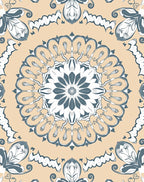 Mandala Floral Patterned Beige Rug