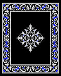 Ornate White Blue Floral Frame Pattern Rug