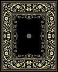 Elaborate Floral Scrollwork Black Gold Rug