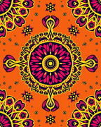 Vibrant Floral Mandala Pattern Rug