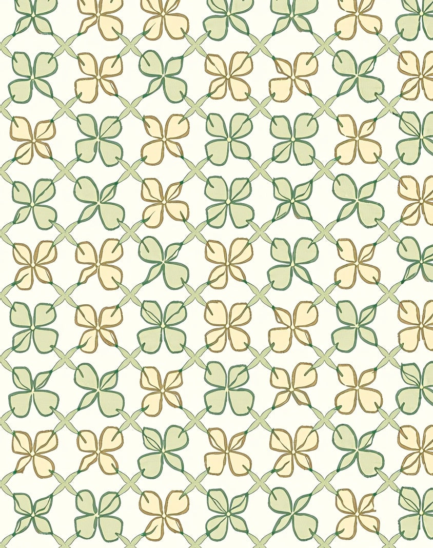 Pale Green Floral Lattice Pattern Rug