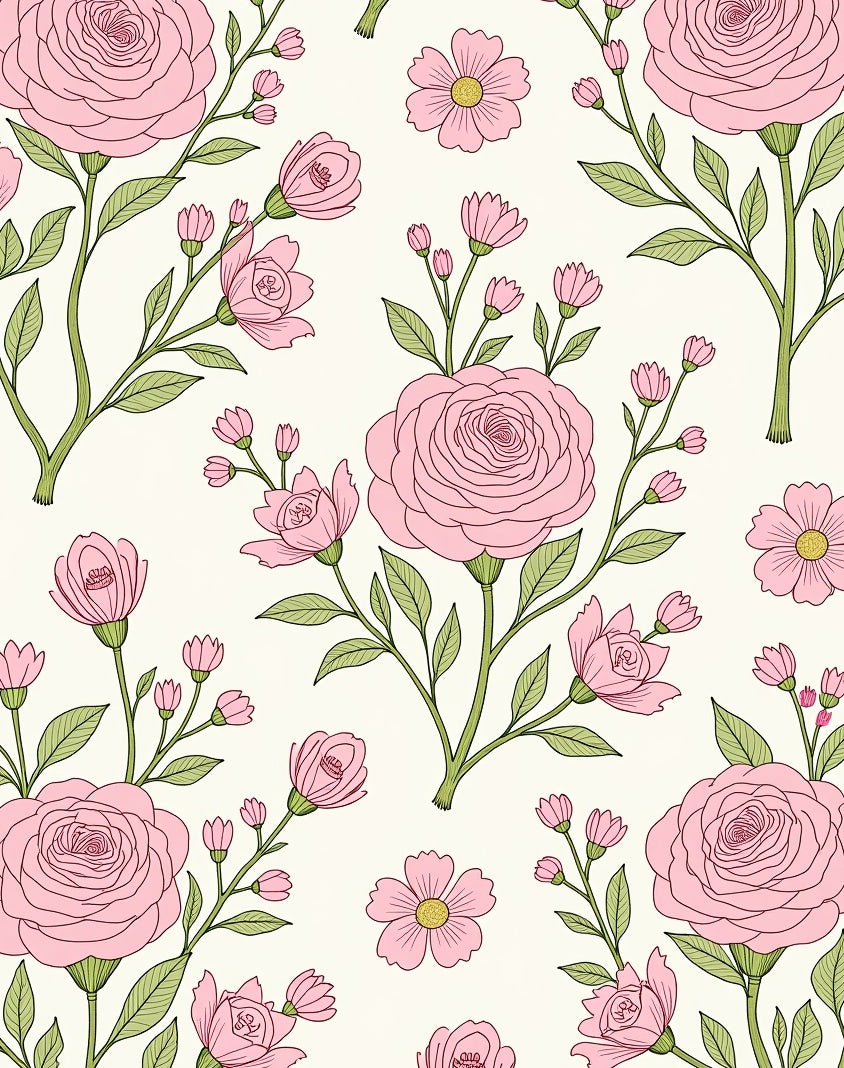 Romantic Pink Floral Pattern Rug