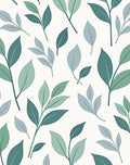 Green Leaf Pattern Modern Rug