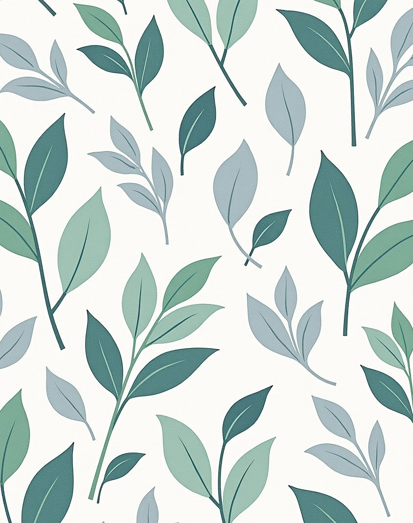Green Leaf Pattern Modern Rug